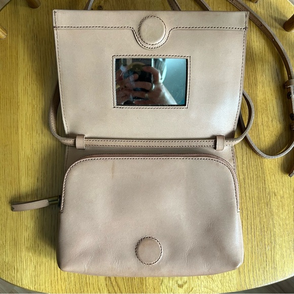 Madewell The Morgan Crossbody Bag Purse Tan Magnet Closure Inner Mirror - Picture 5 of 9